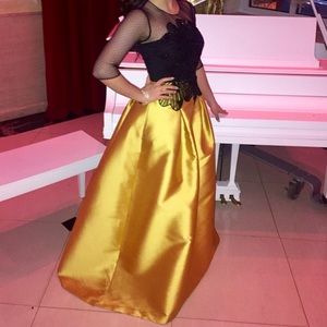 Sachin & Babi Noir Black & Yellow Ballgown